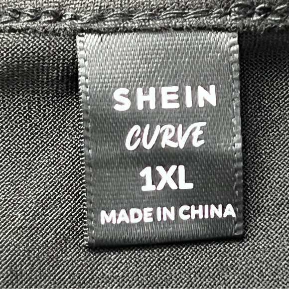 SHEIN Curve Women's Front  Wrap Cross Top, Short Sleeves with Tie Detail, Black - Picture 2 of 4